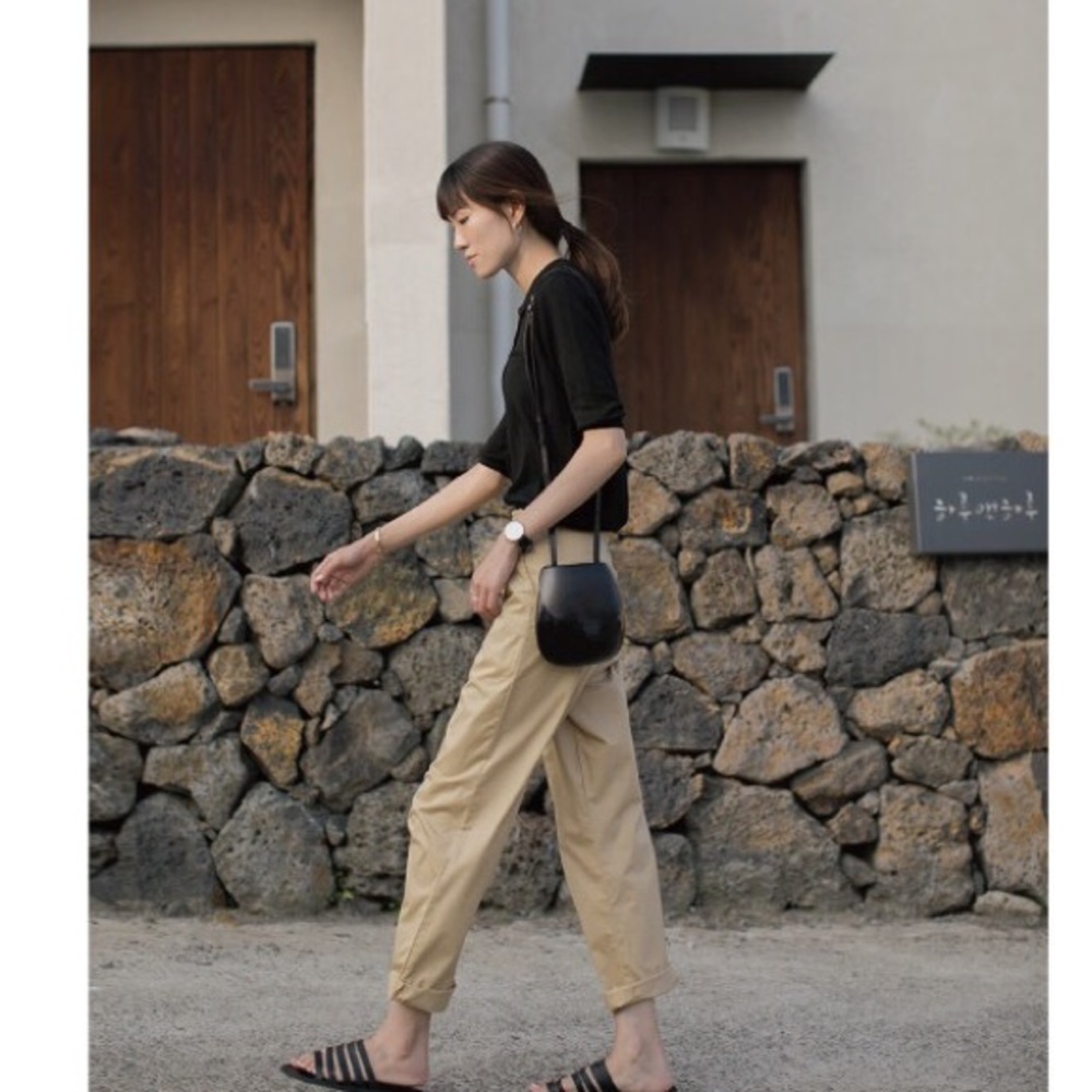 Khaki straight pants
